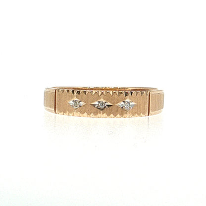 .03 Three Stone Diamond Men's Wedding Band 10k Two-Tone