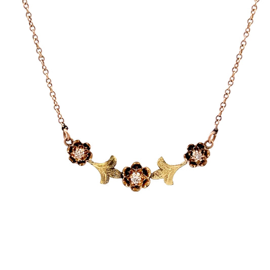 .045 Victorian Pendant Necklace in 10k Rose & Yellow Gold