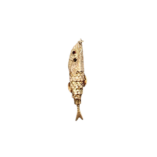 .04 Vintage Garent Koi Fish Charm 14k Yellow Gold