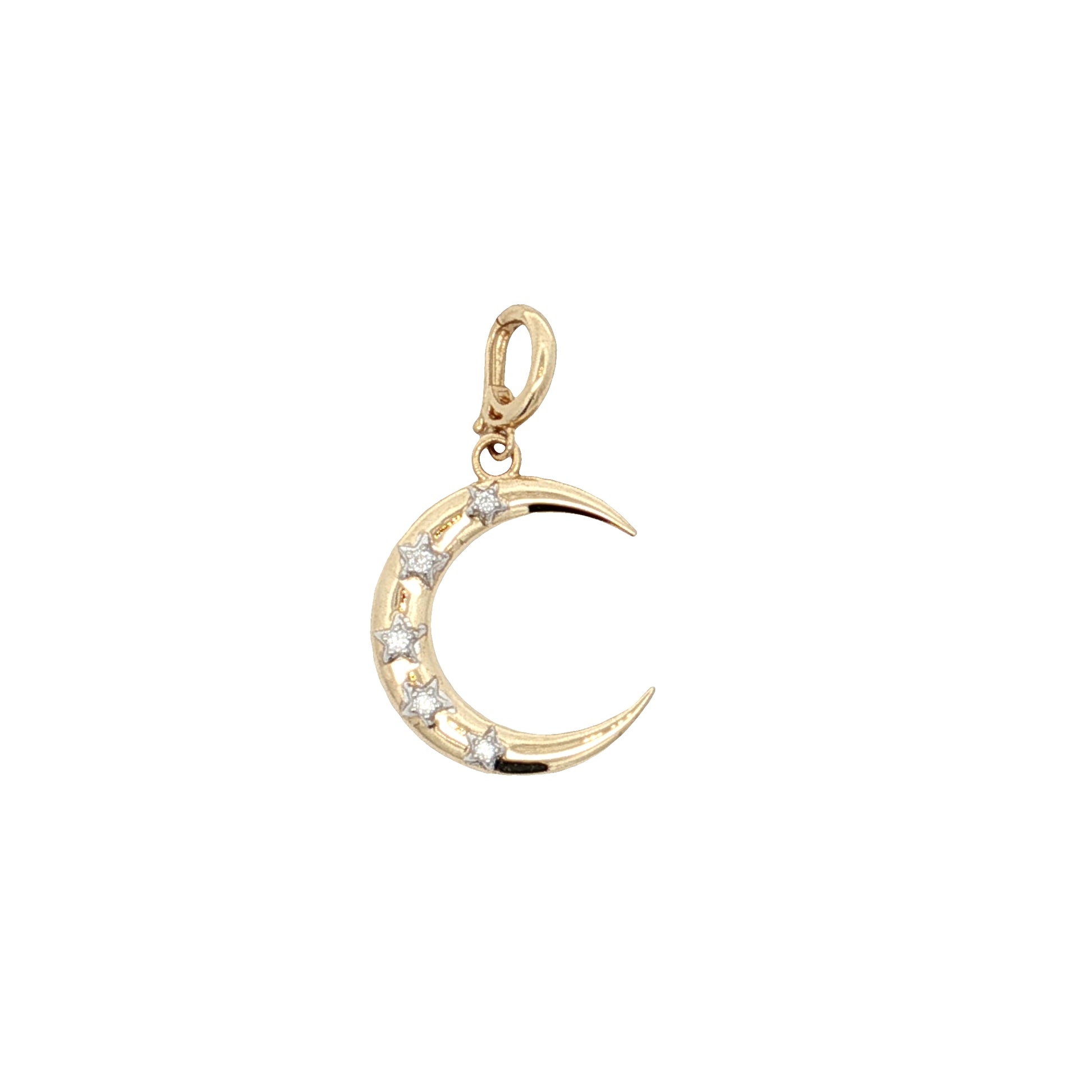 .05 Diamond Crescent Moon Charm in 14k Yellow Gold