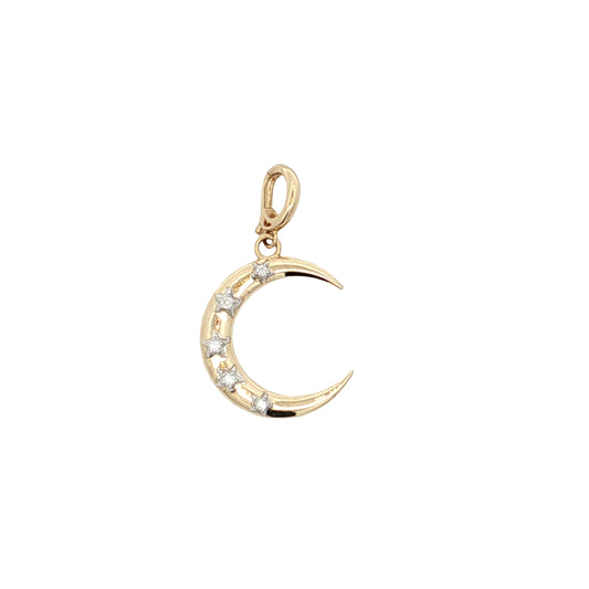 .05 Diamond Crescent Moon Charm in 14k Yellow Gold