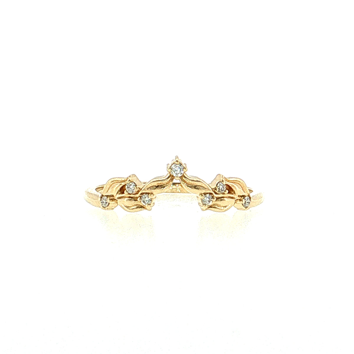 .05 Diamond Leaf Contour Stacking Band 14k Yellow Gold