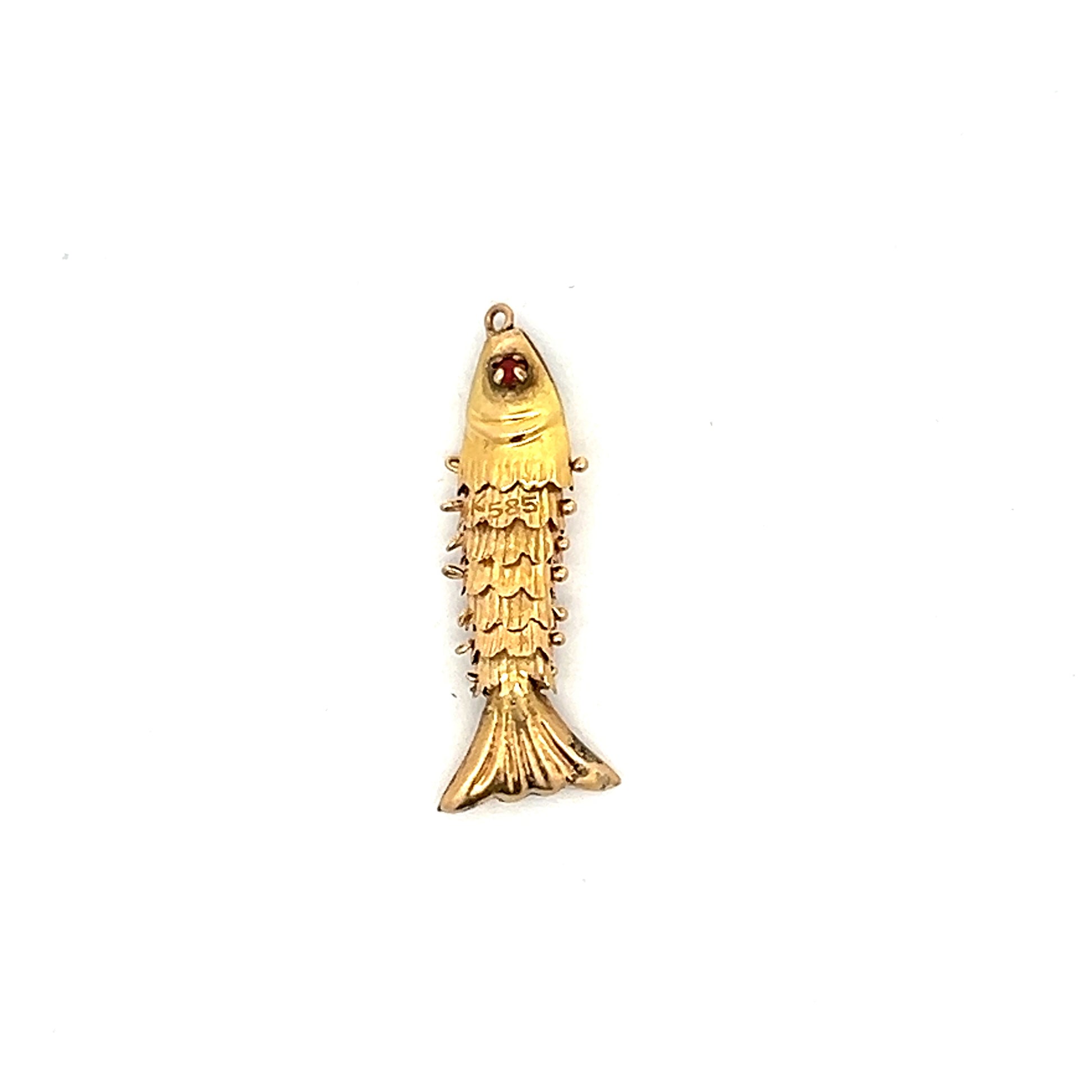 .05 Ruby Fish Charm Pendant in 14k Rose Gold