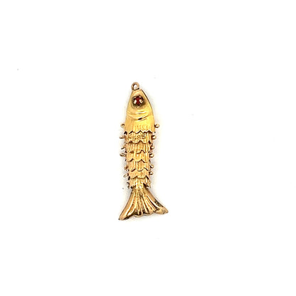 .05 Ruby Fish Charm Pendant in 14k Rose Gold