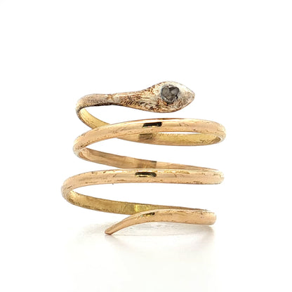 .06 Antique Victorian Diamond Snake Cocktail Ring 18k