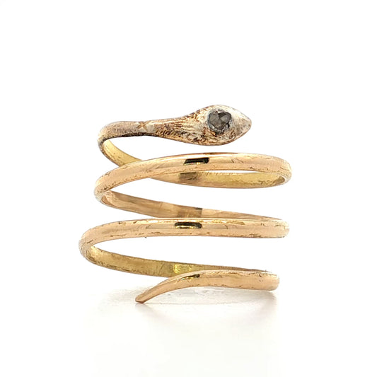 .06 Antique Victorian Diamond Snake Cocktail Ring 18k