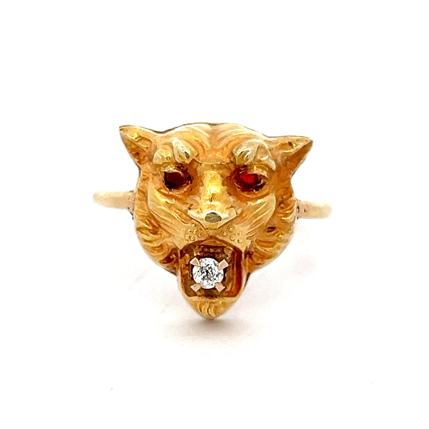 .06 Antique Victorian Tiger Ring in 10k Yellow Gold