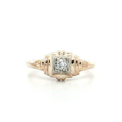 .06 Retro Diamond Engagement Ring Two-Tone 10k