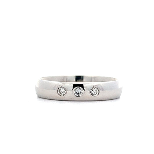 .06 Three Stone Diamond Wedding Band in 14k