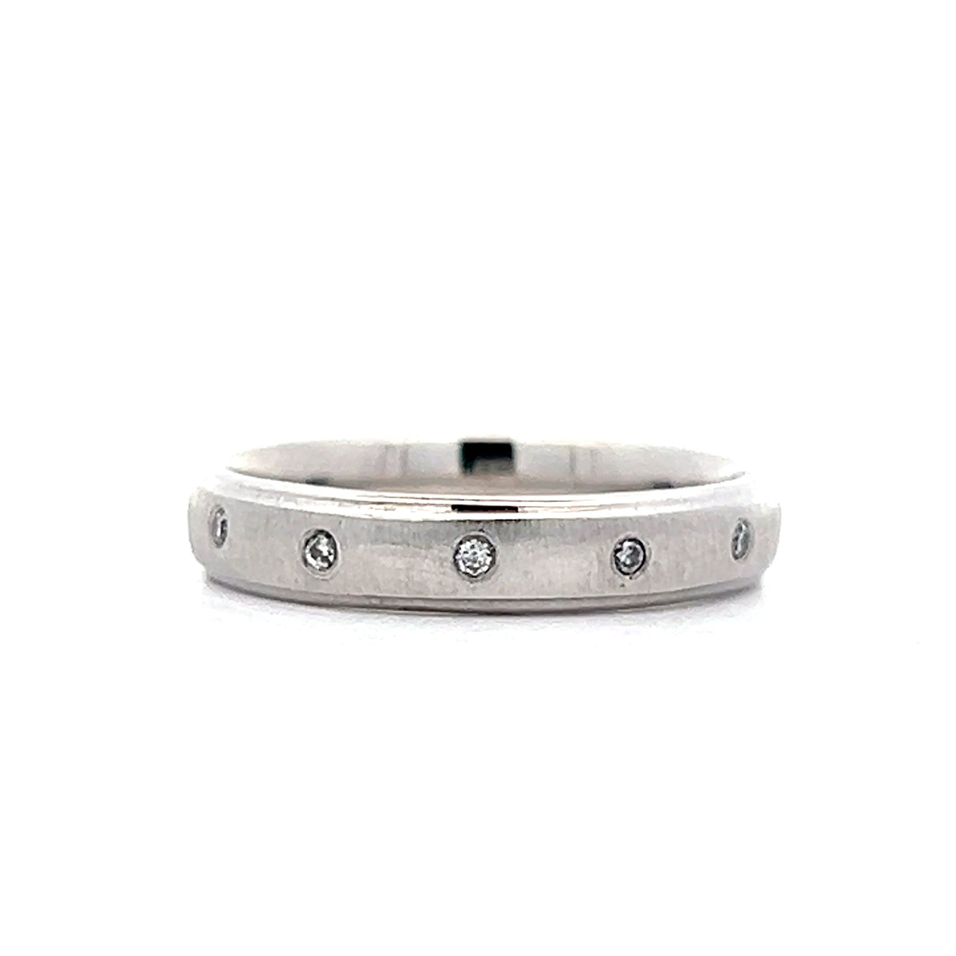 .075 Five Stone Wedding Band in 14k White Gold