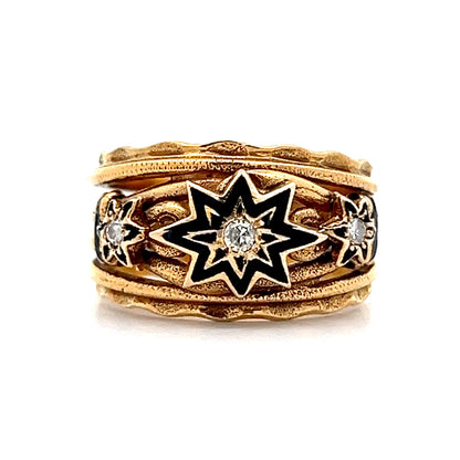 .07 Antique Victorian Diamond & Enamel Cocktail Ring