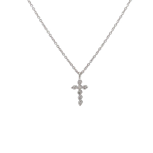 .07 Diamond Cross Pendant in 14k White Gold