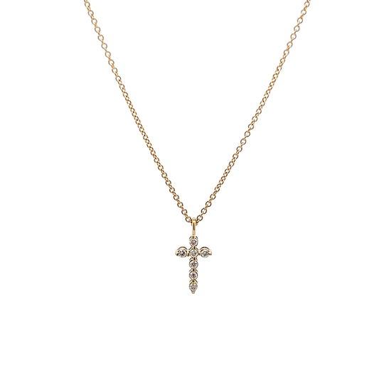.07 Diamond Cross Pendant in 14k Yellow Gold
