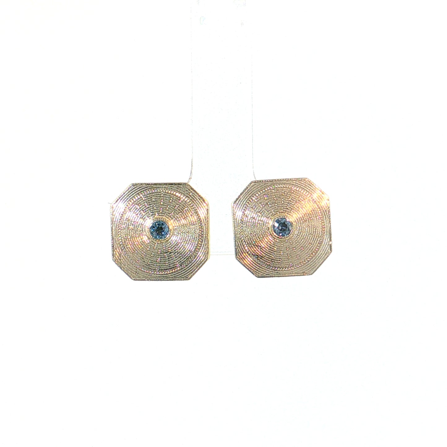 .08 Antique Edwardian Sapphire Stud Earrings Platinum & 14k