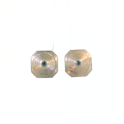 .08 Antique Edwardian Sapphire Stud Earrings Platinum & 14k