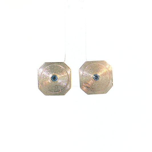 .08 Antique Edwardian Sapphire Stud Earrings Platinum & 14k