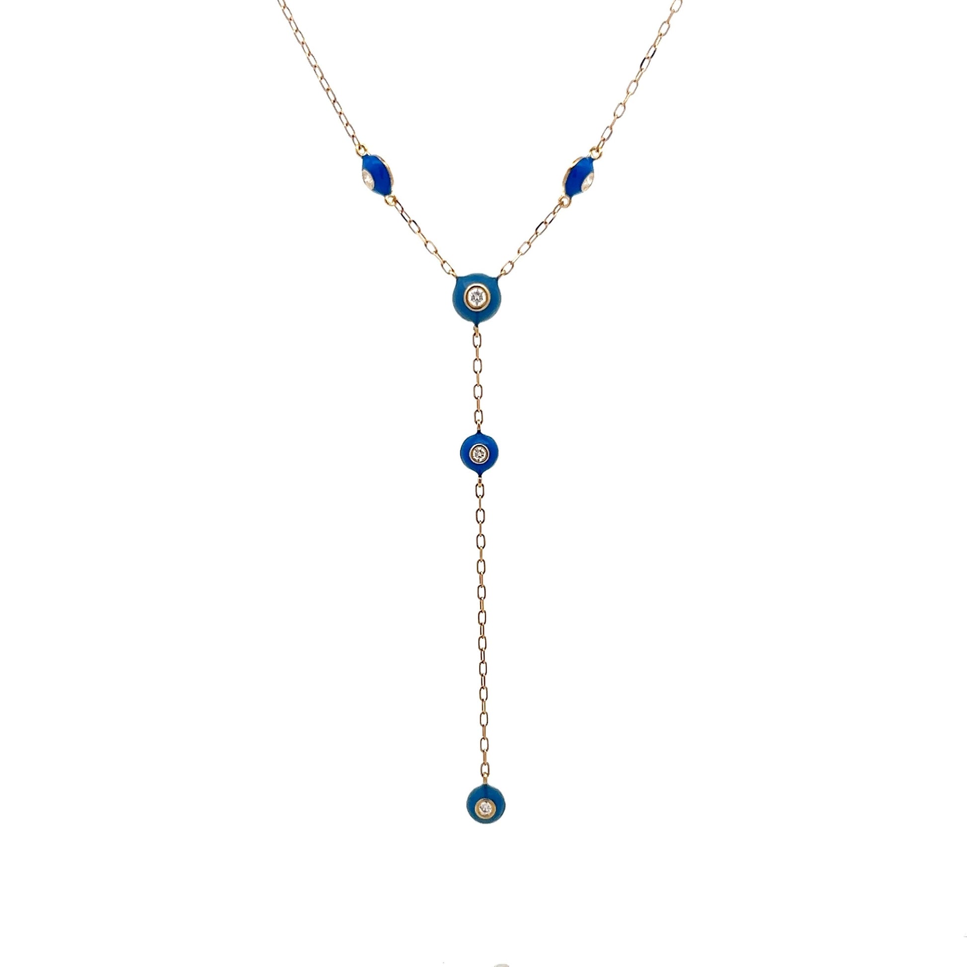 .08 Diamond Lariat Necklace in 18k Yellow Gold