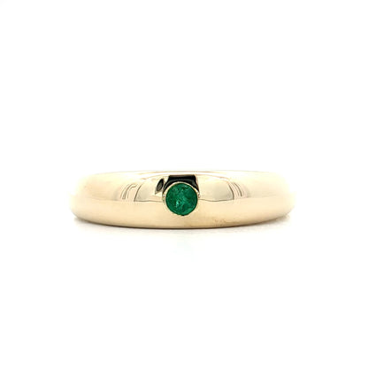 .08 Flush Set Emerald Stacking Ring 14k Yellow Gold