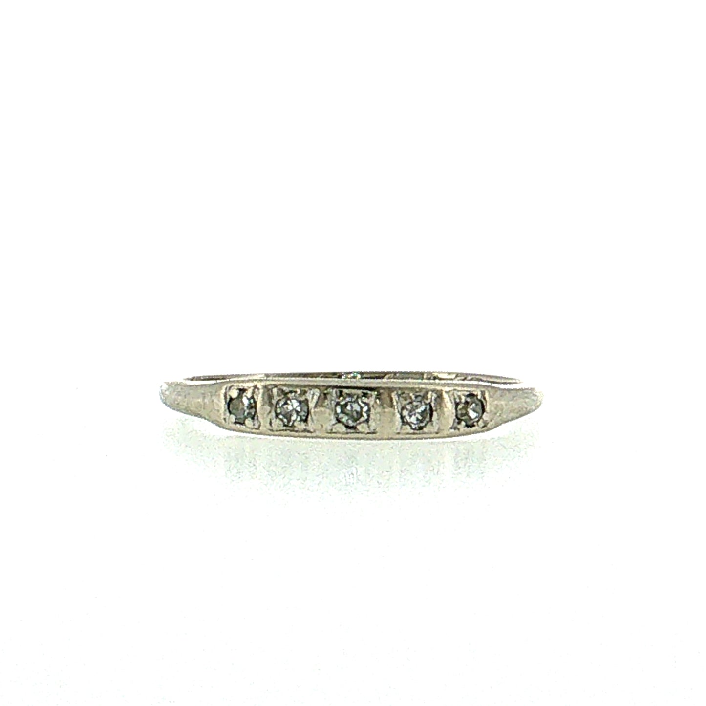 .09 Antique Art Deco Diamond Wedding Band 14K