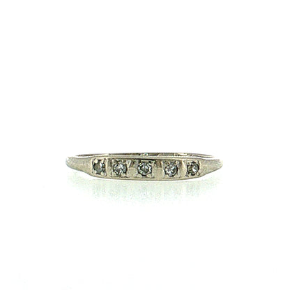 .09 Antique Art Deco Diamond Wedding Band 14K