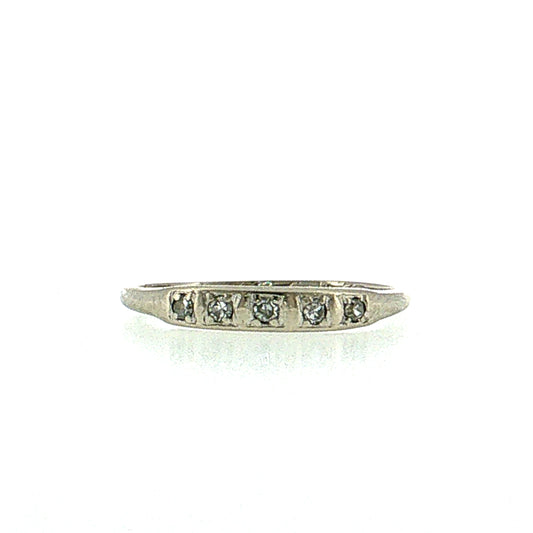 .09 Antique Art Deco Diamond Wedding Band 14K