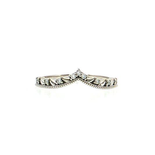 .09 Diamond V Shaped Contoured Stacking Band 14k Yellow Gold
