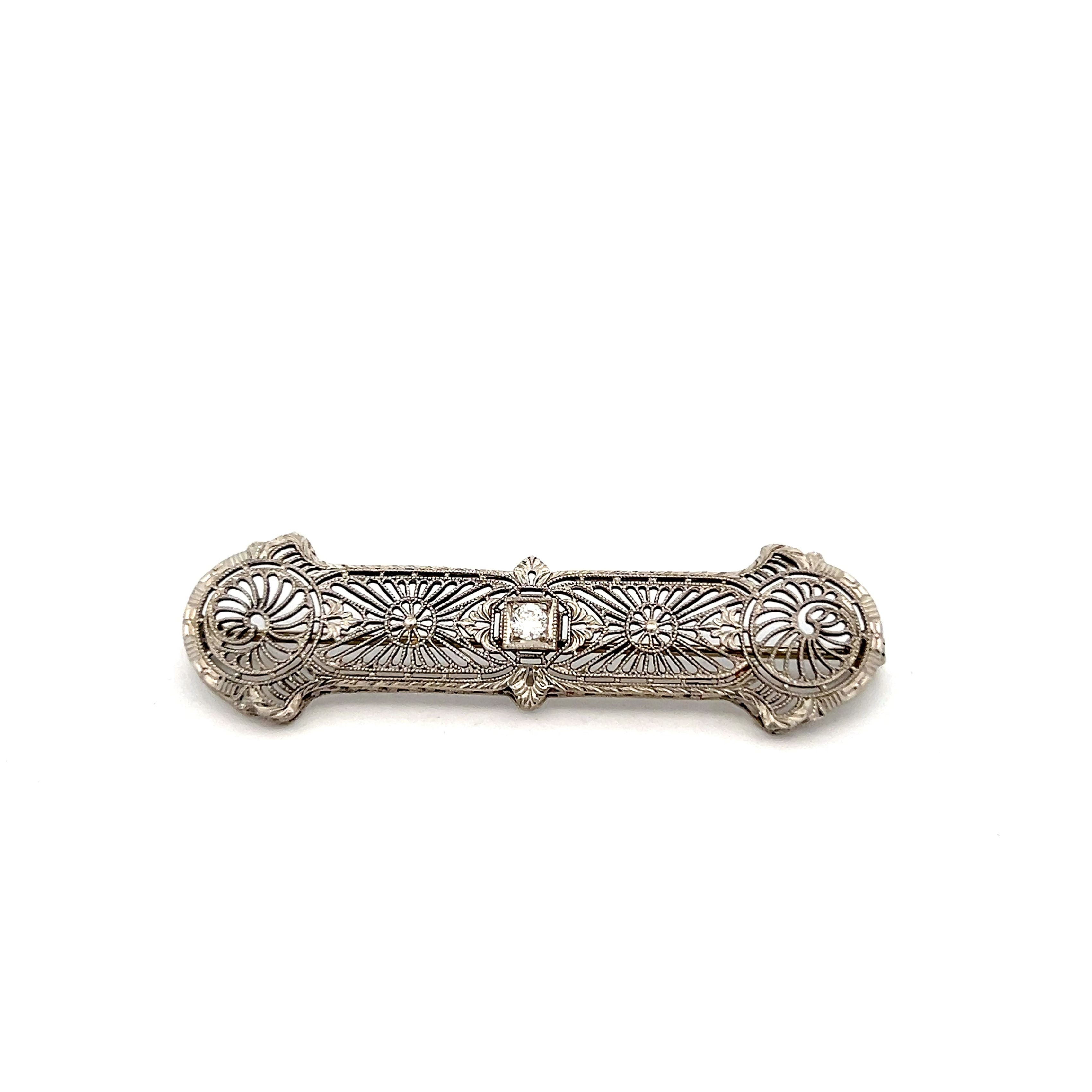 .09 Old European Diamond Filigree Brooch in 14k – Filigree Jewelers