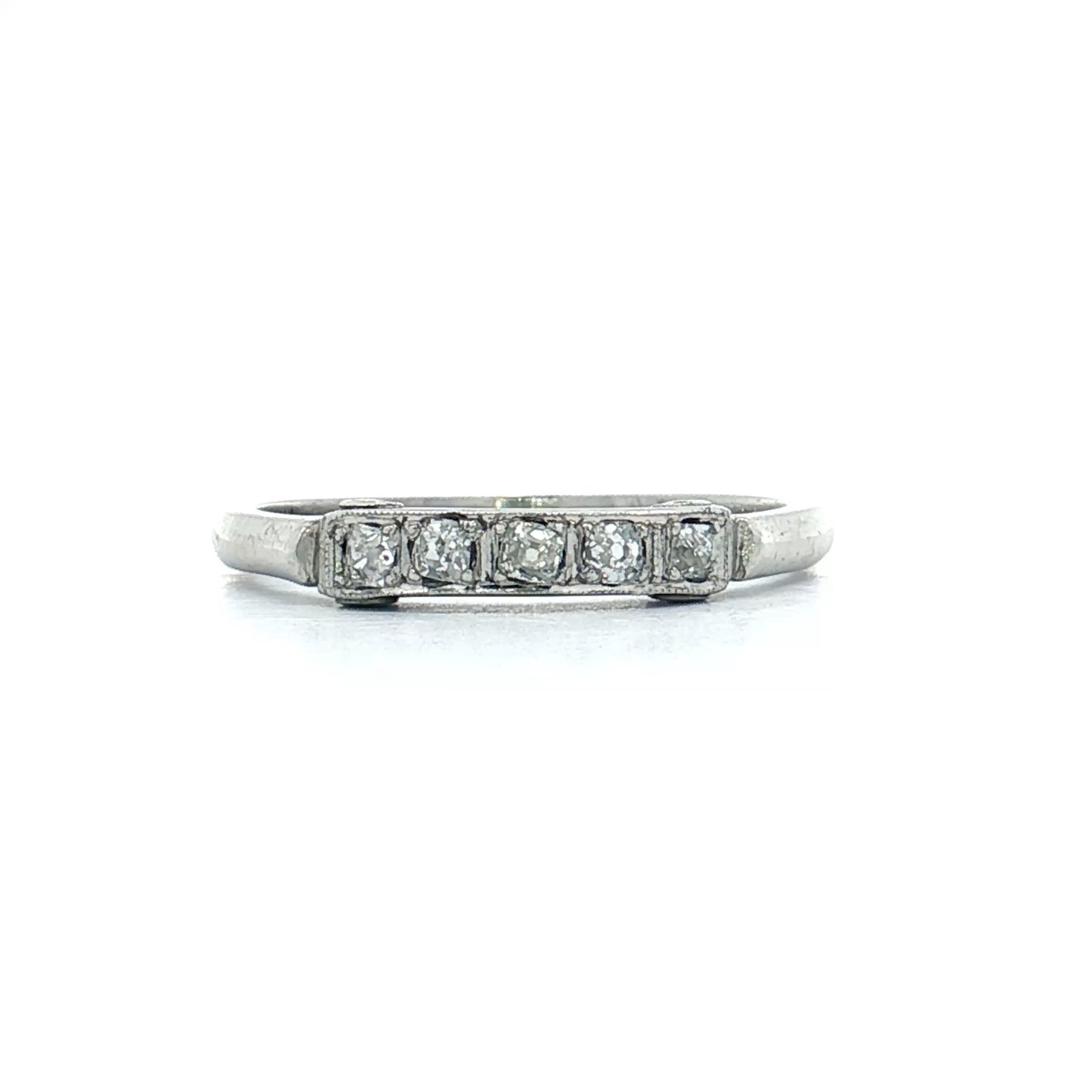 .10 Antique Cut Diamond Wedding Band Platinum