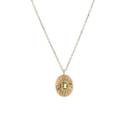 .10 Bezel Peridot Pendant Necklace 14k Yellow Gold
