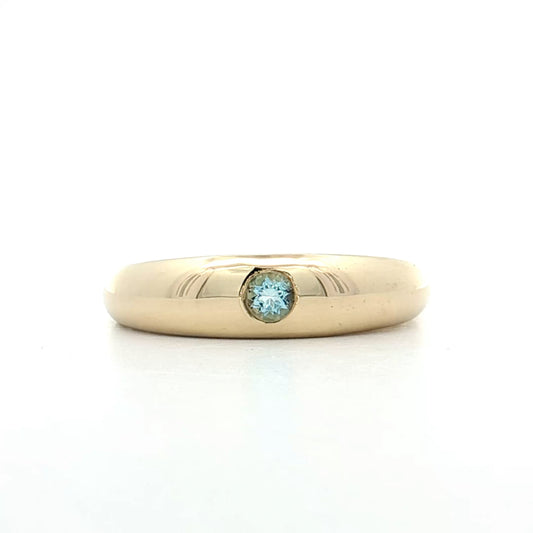 .10 Flush Set Aquamarine Stacking Ring 14k Yellow Gold