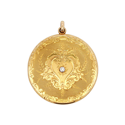 .11 Antique Victorian Diamond Locket in 14k Yellow Gold