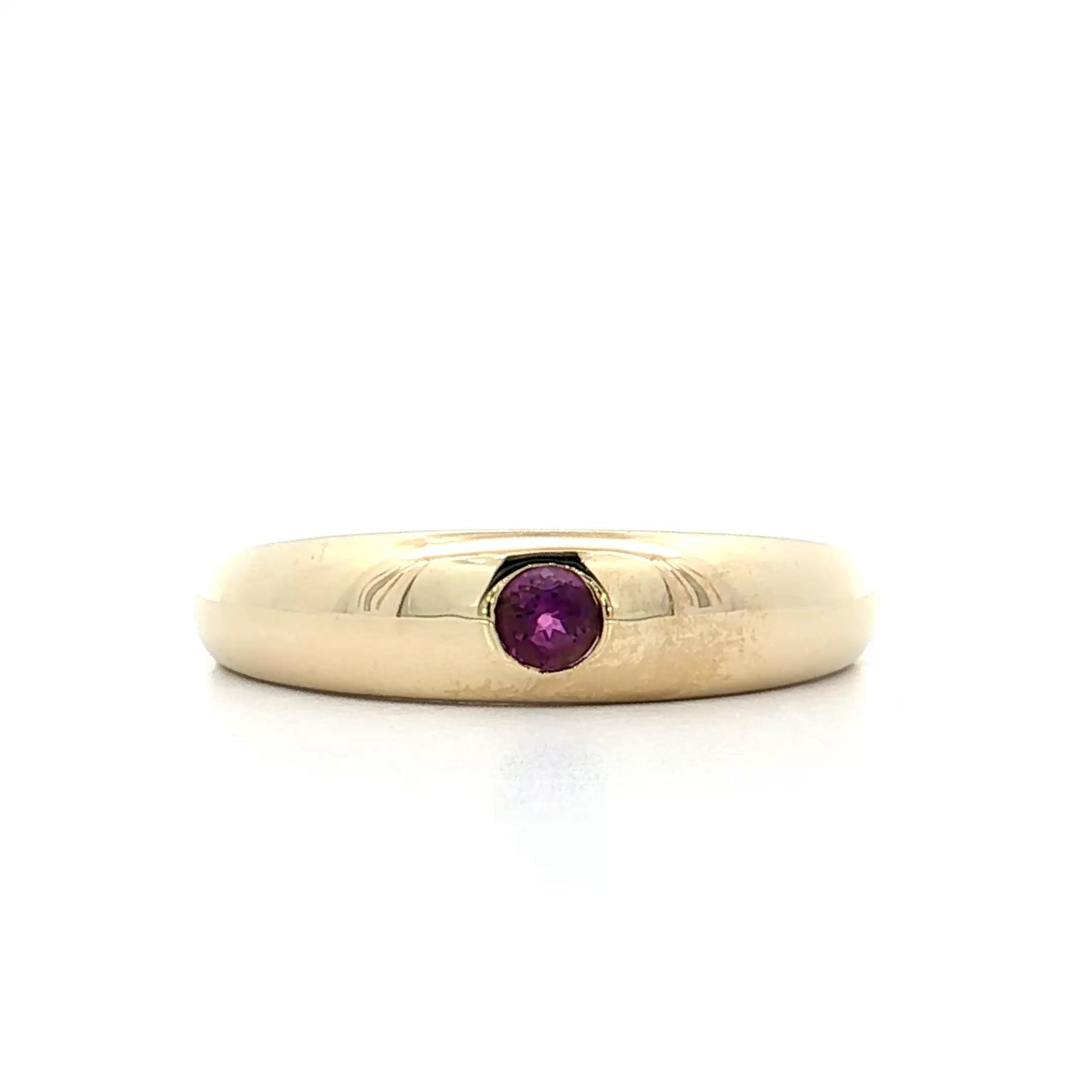 .11 Flush Set Amethyst Stacking Ring 14k Yellow Gold