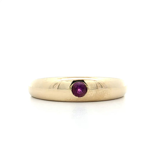 .11 Flush Set Amethyst Stacking Ring 14k Yellow Gold