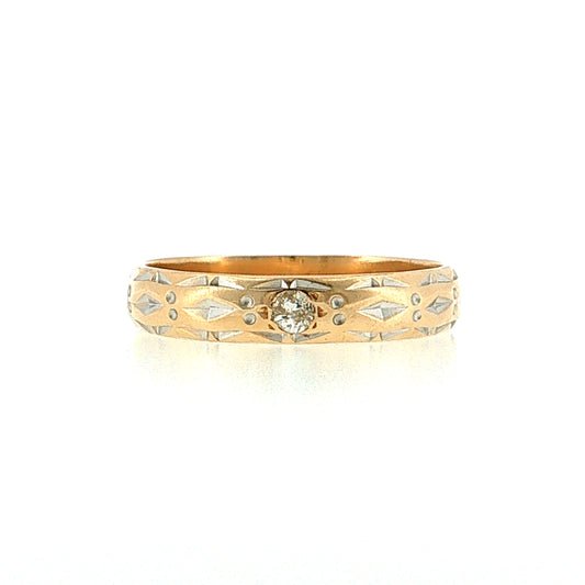 .11 Vintage Diamond Engraved Wedding Band Two-Tone 14k