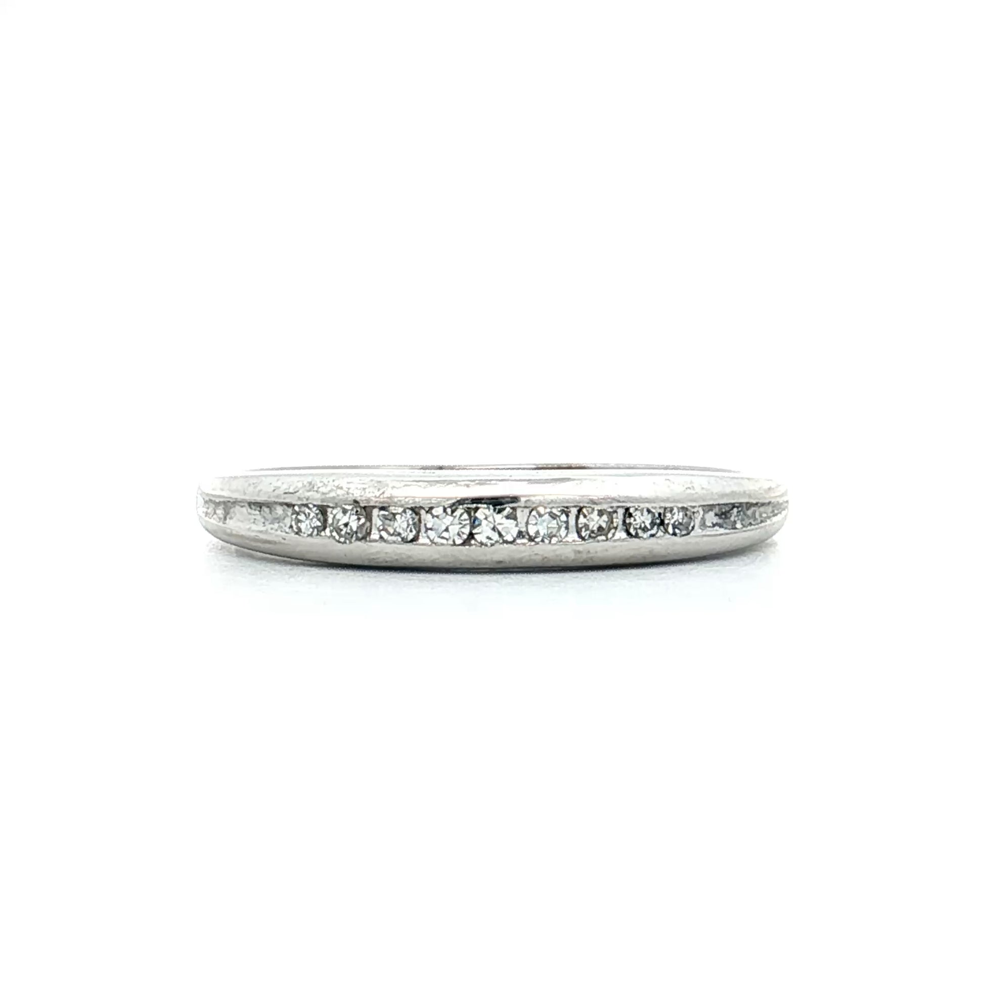 .11 Vintage Diamond Wedding Band 14k White Gold