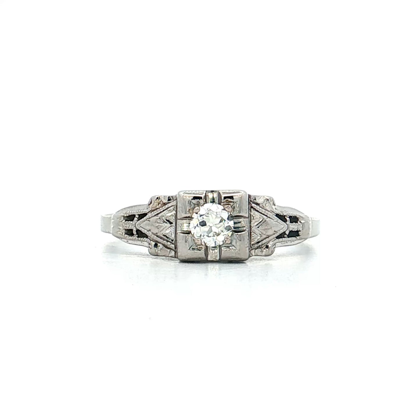 .12 Antique Deco European Diamond Engagement Ring 18k