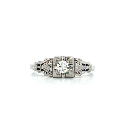 .12 Antique Deco European Diamond Engagement Ring 18k