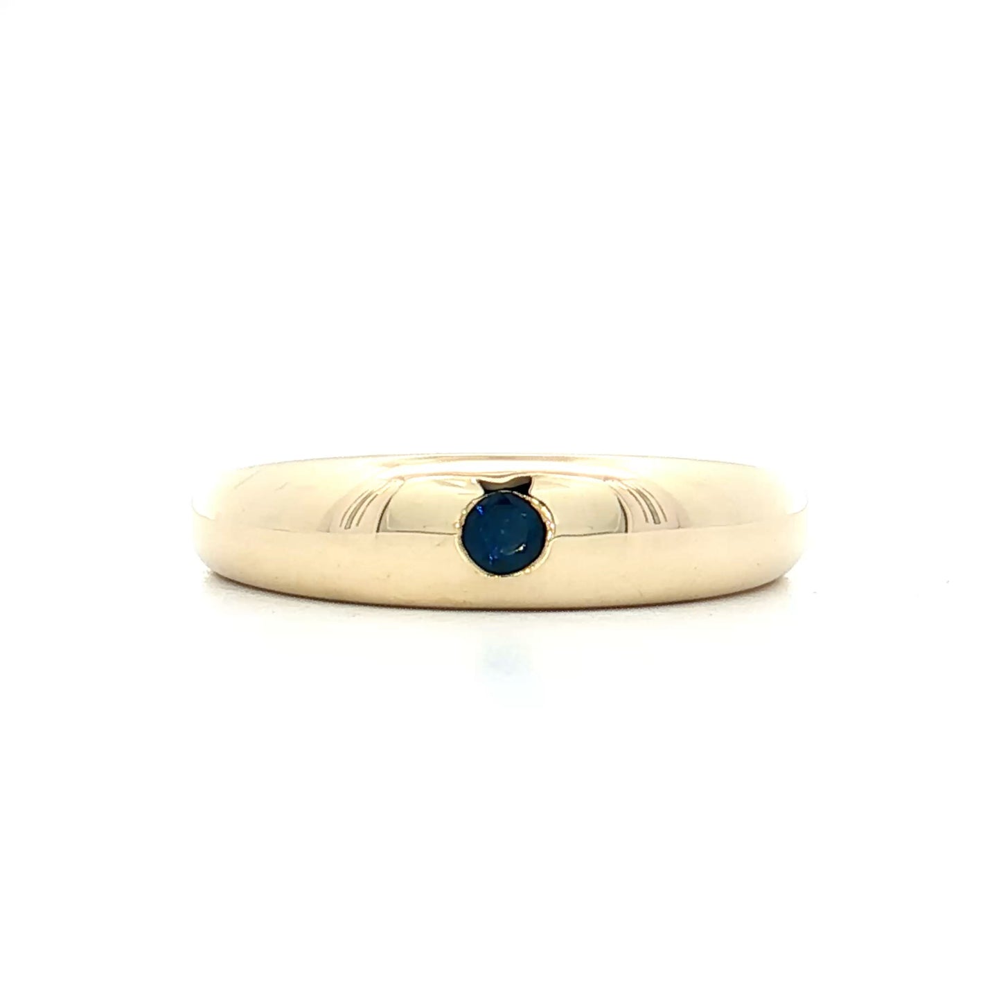 .12 Flush Set Blue Sapphire Stacking Ring 14k