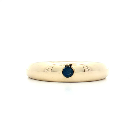 .12 Flush Set Blue Sapphire Stacking Ring 14k