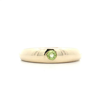 .12 Flush Set Peridot Stacking Ring 14k Yellow Gold