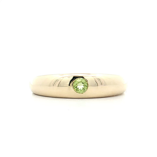 .12 Flush Set Peridot Stacking Ring 14k Yellow Gold