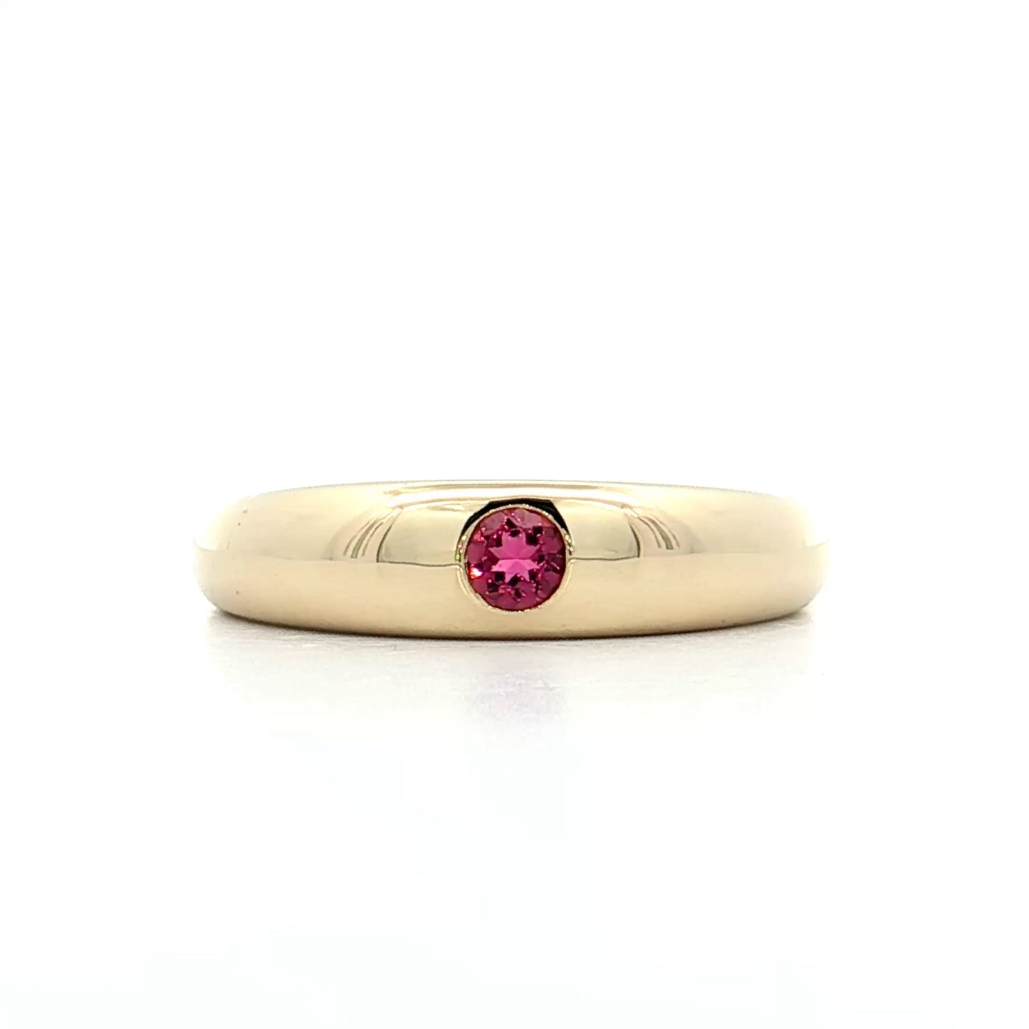 .12 Flush Set Pink Tourmaline Stacking Ring 14k