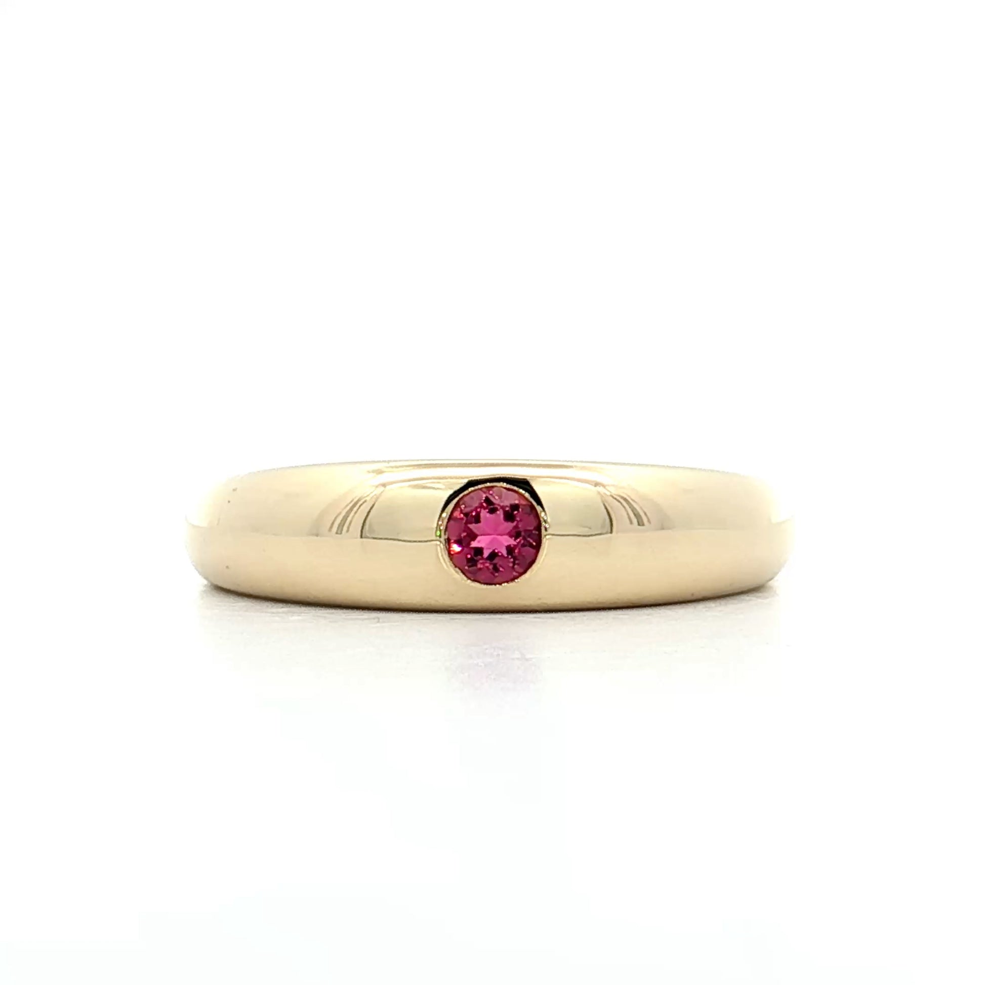.12 Flush Set Pink Tourmaline Stacking Ring 14k