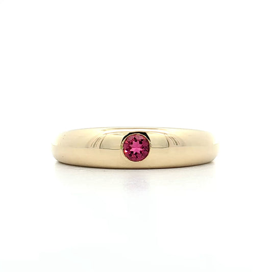 .12 Flush Set Pink Tourmaline Stacking Ring 14k