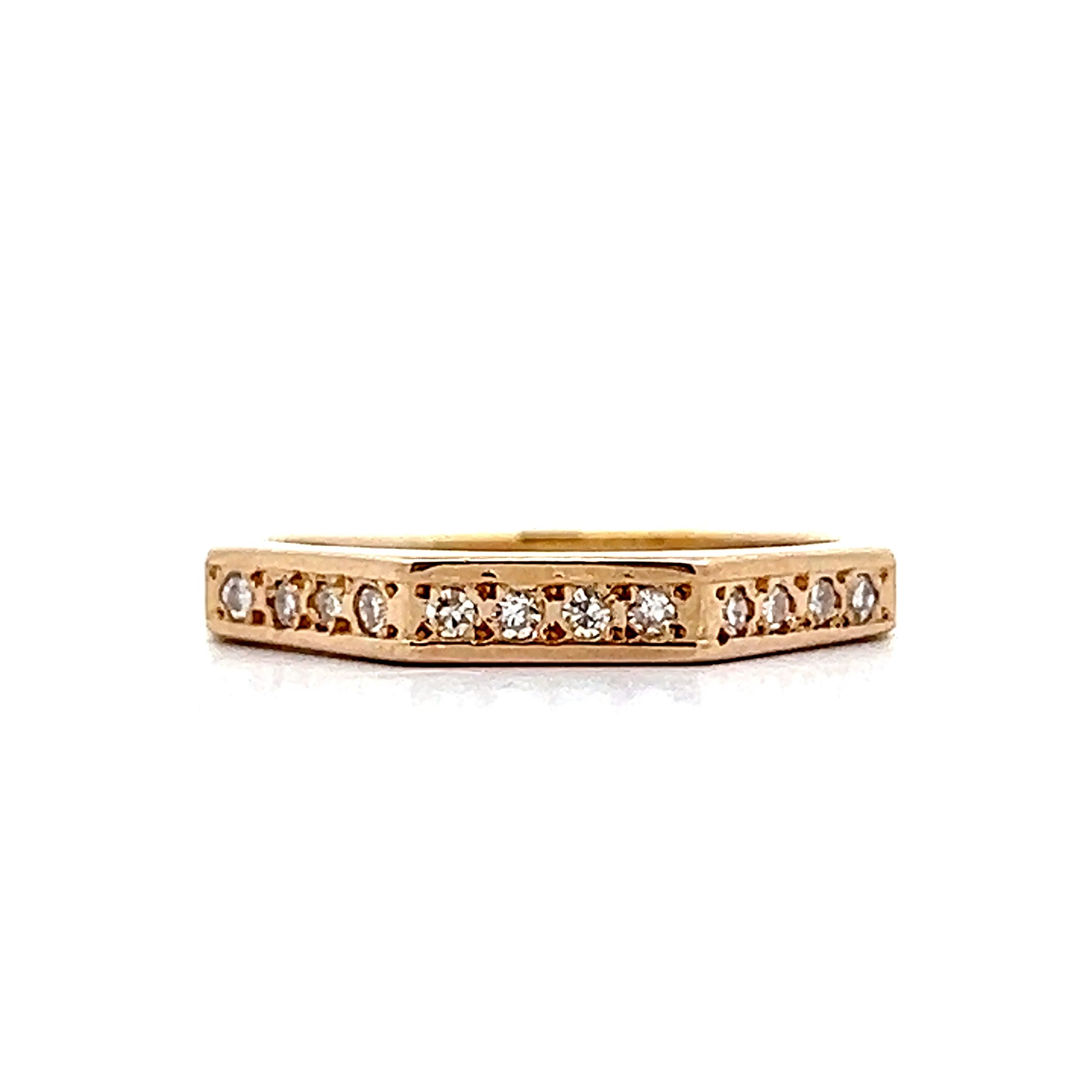 .12 Round Diamond Geometric Wedding Band in 14k