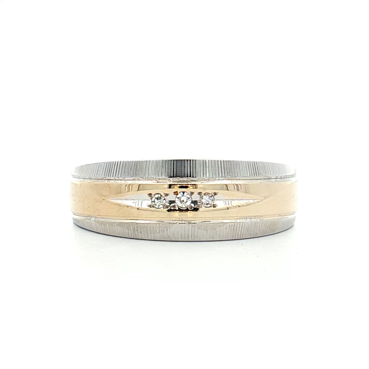 .12 Vintage Mens Diamond Wedding Band Two-Tone 14k