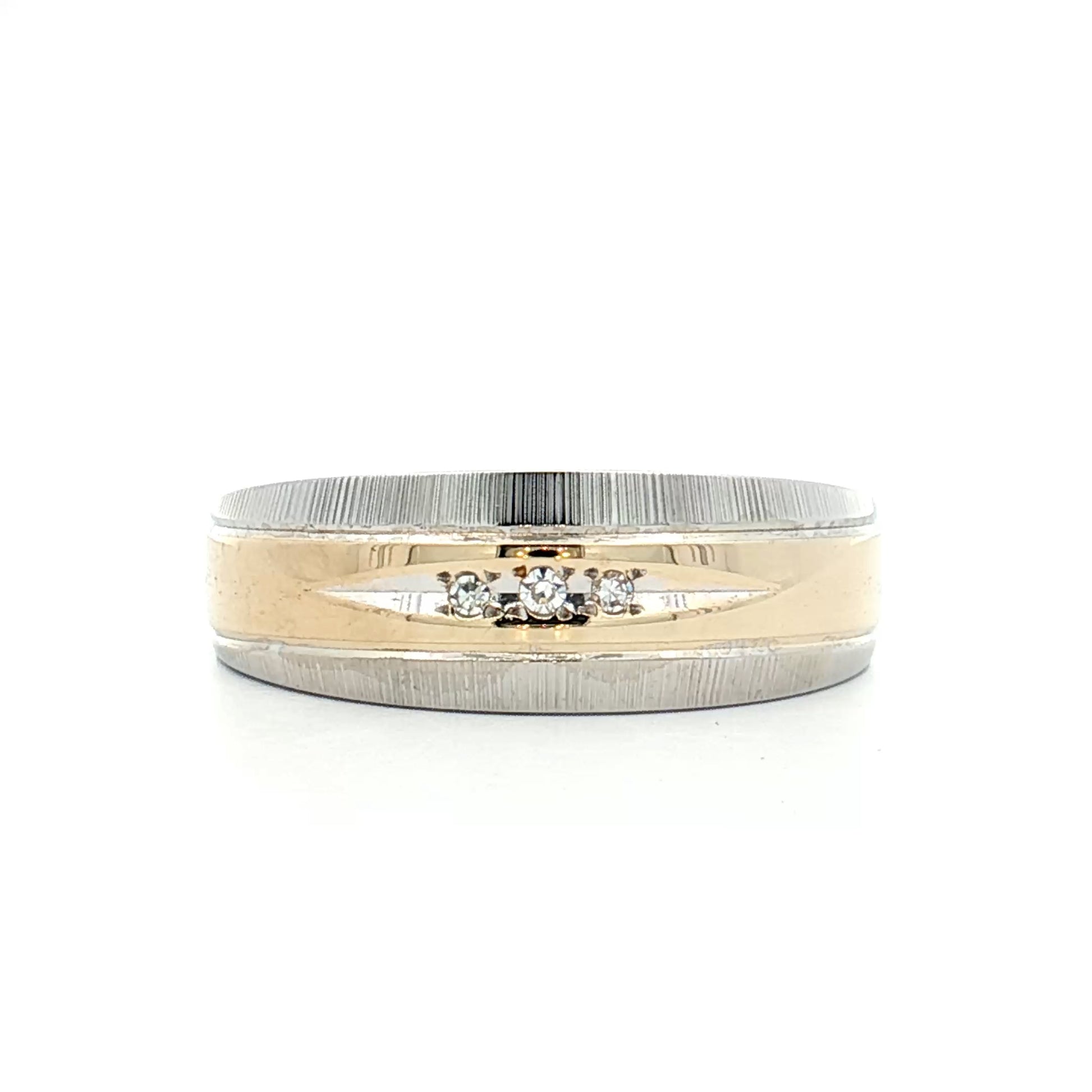 .12 Vintage Mens Diamond Wedding Band Two-Tone 14k