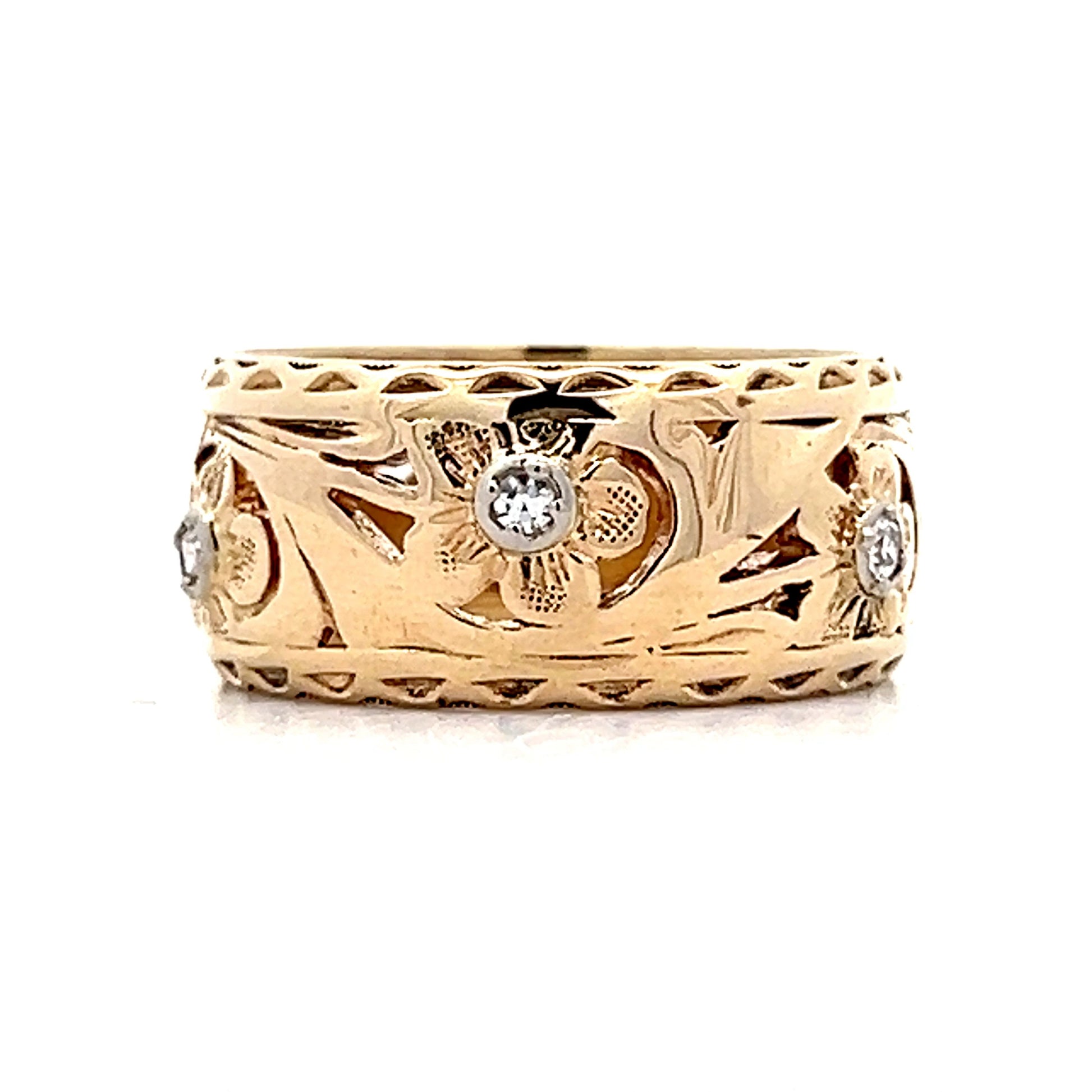 .12 Vintage Mid-Century Diamond Band in 14k Yellow Gold