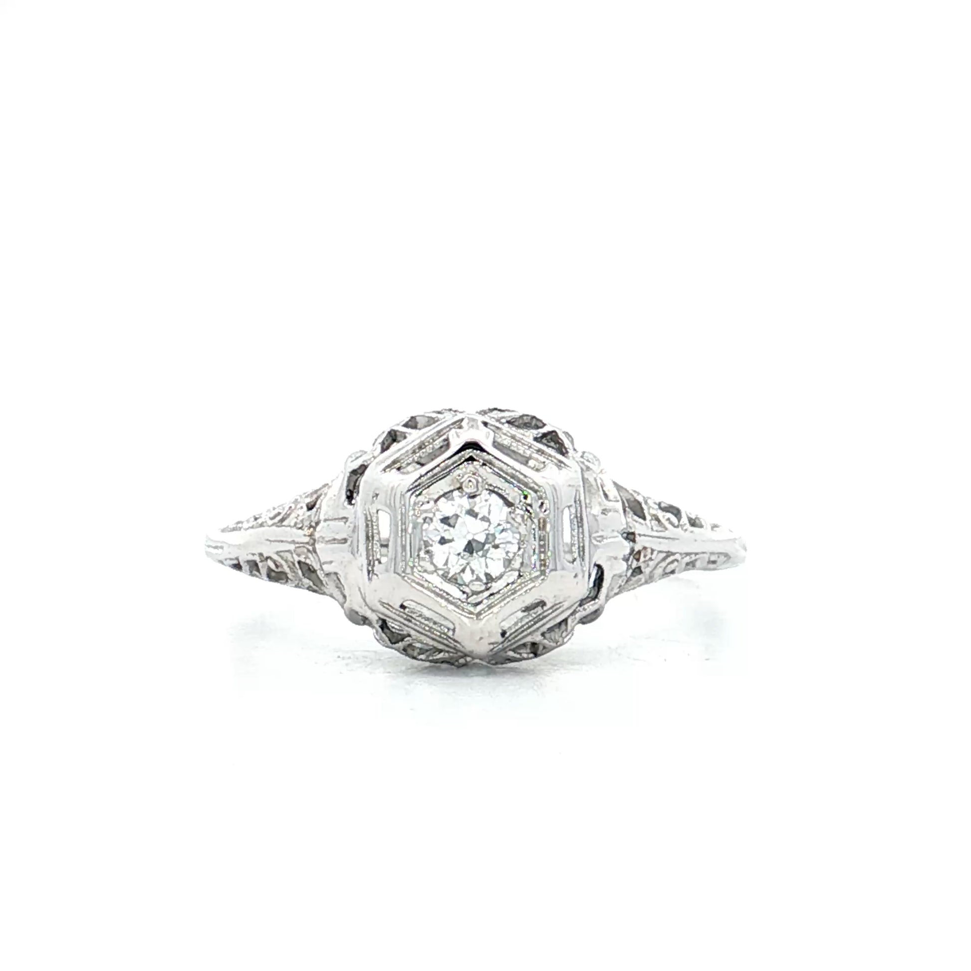 .13 Antique Deco Diamond Solitaire Engagement Ring 18k