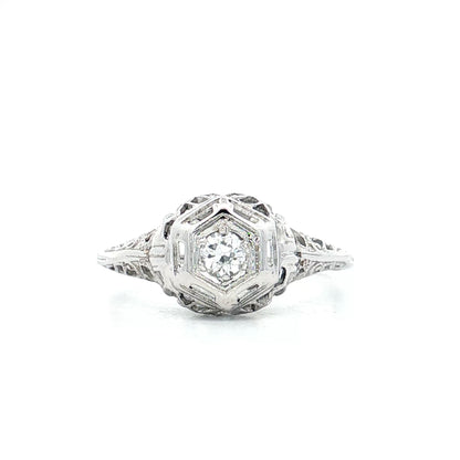 .13 Antique Deco Diamond Solitaire Engagement Ring 18k